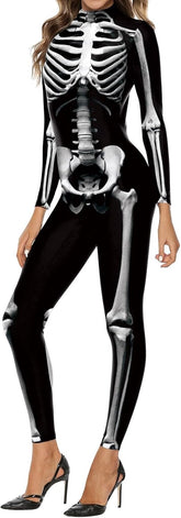 Halloween Skeleton Costume Bodysuit 3D Stretch